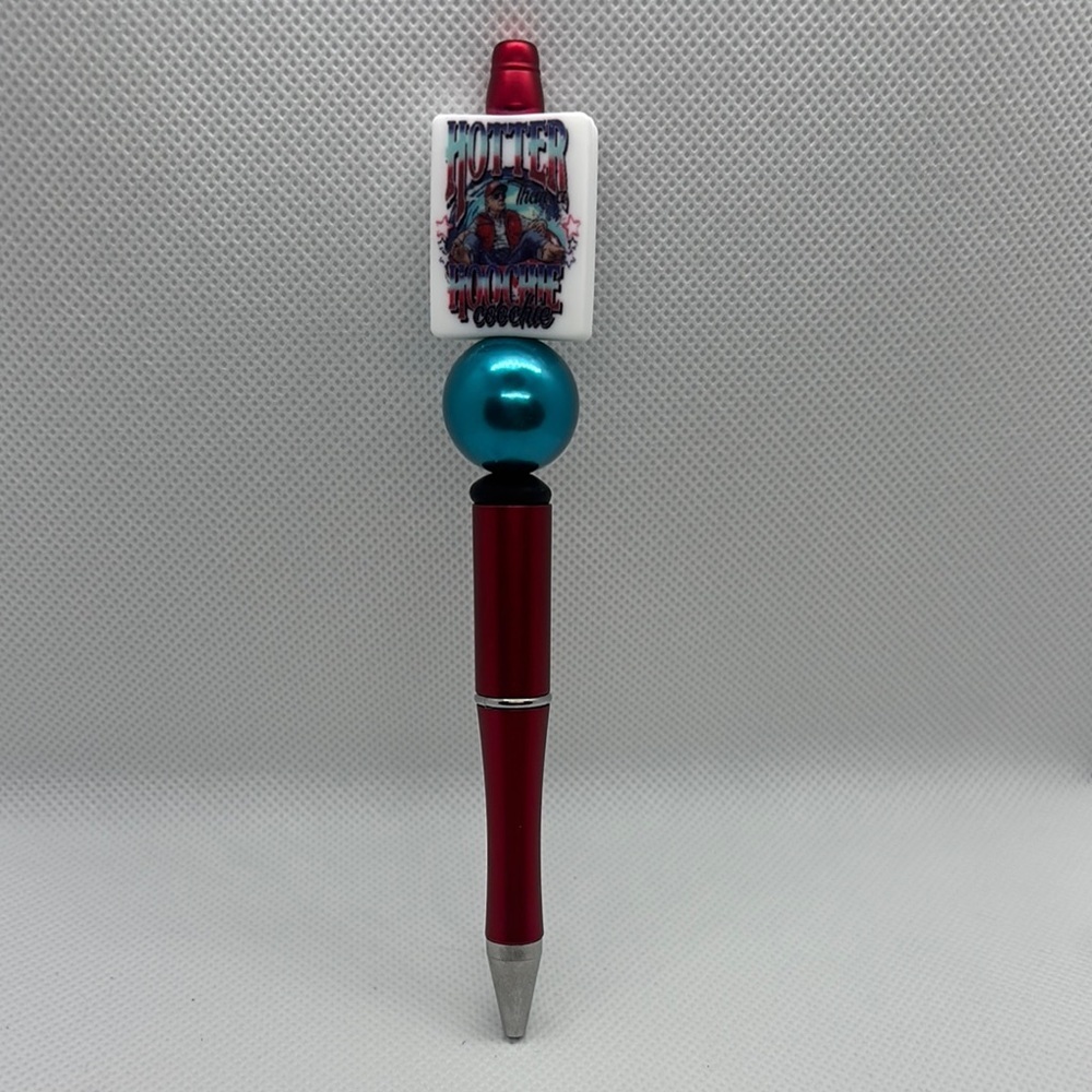 Handmade Focal Bead Red and Blue Decorative Pen - Adult theme
